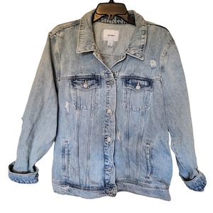 Old Navy jean jacket light wash distressed women's size xxl outdoors gorpcore